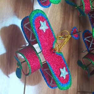 Pier 1 biplane glitter ornaments